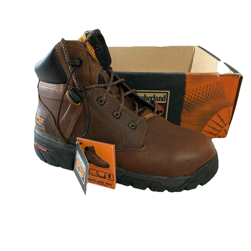 Timberland Pro Titan Alloy Safety Toe Work Boots Mens Sz 8 M New Brown 6" EH